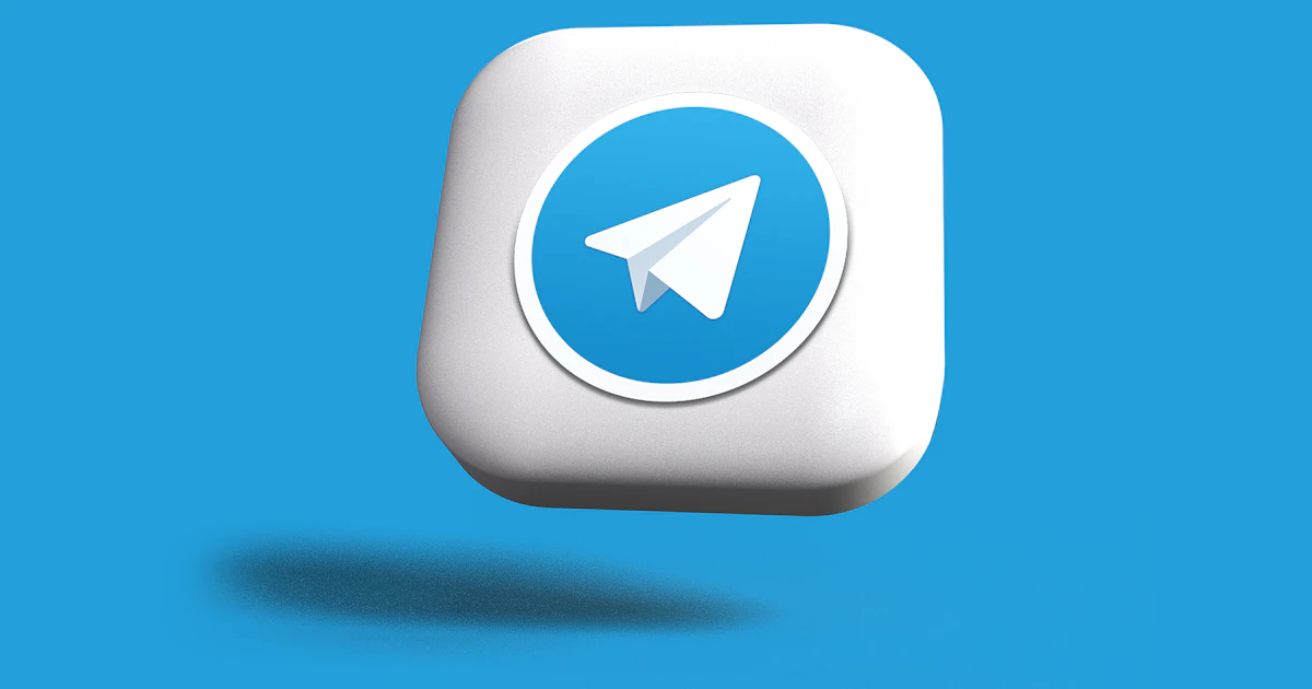 3D иконка Telegram — логотип мессенджера на синем фоне